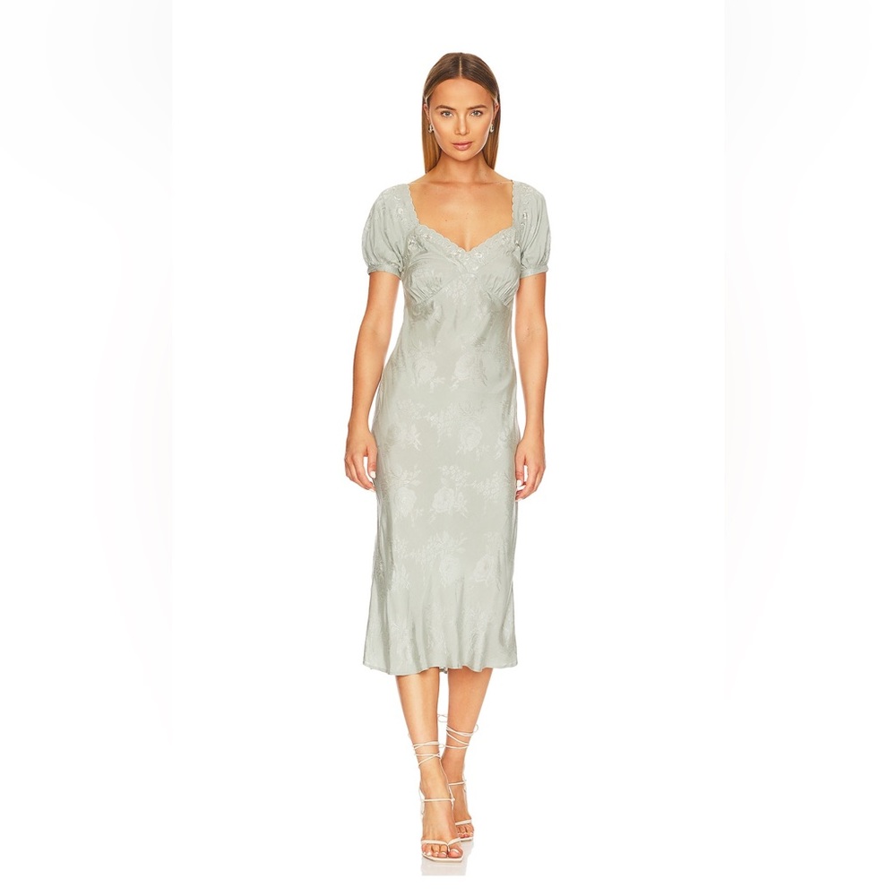 Tularosa - Natalie Embroidered Midi Dress in Blue Abyss - Size S
